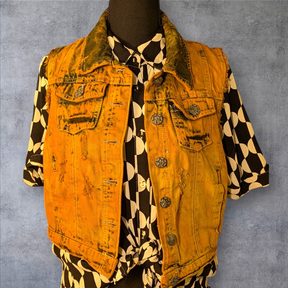 Hand Dyed Jean Vest